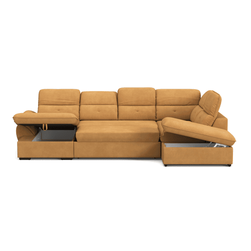 Sofá de canto direito ZOOM com cama XL cor mostarda