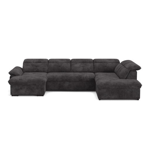 Sofá de canto direito ZOOM com cama XL cor preto
