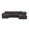 Sofá de canto direito ZOOM com cama XL cor preto