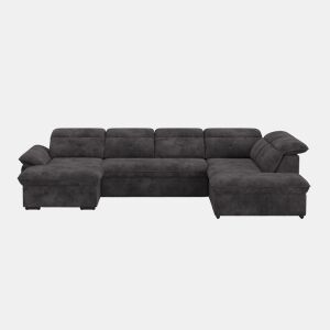 Sofá de canto direito ZOOM com cama XL cor preto