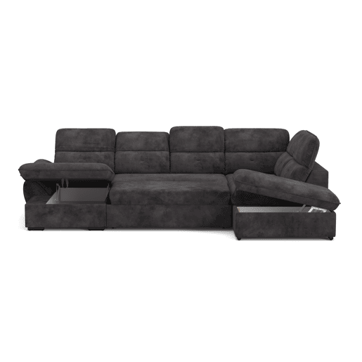 Sofá de canto direito ZOOM com cama XL cor preto