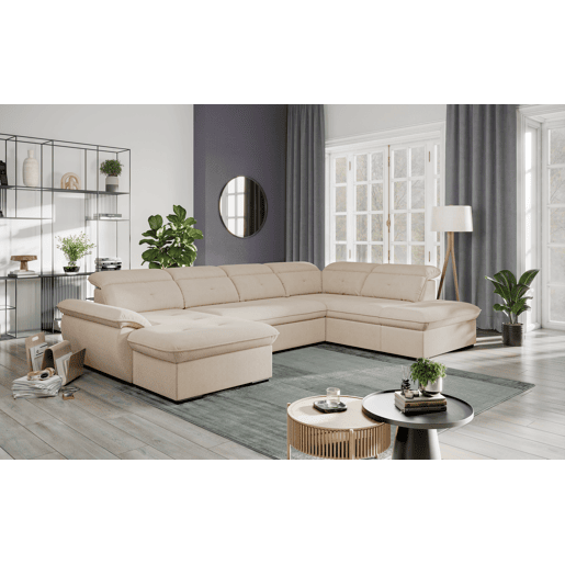 Sofá de canto direito ZOOM com cama XL cor bege Sofá de canto direito ZOOM com cama XL cor bege