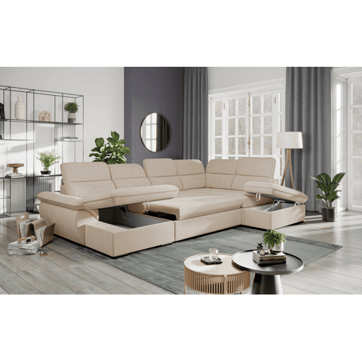 Sofá de canto direito ZOOM com cama XL cor bege Sofá de canto direito ZOOM com cama XL cor bege