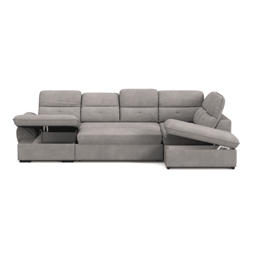 Sofá de canto direito ZOOM com cama XL cor cinza claro