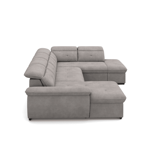 Sofá de canto direito ZOOM com cama XL cor cinza claro