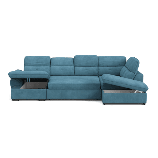 Sofá de canto direito ZOOM com cama XL cor azul