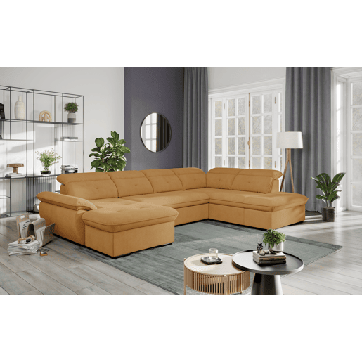 Sofá de canto esquerdo ZOOM com cama XL cor mostarda Sofá de canto esquerdo ZOOM com cama XL cor mostarda