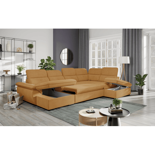 Sofá de canto esquerdo ZOOM com cama XL cor mostarda Sofá de canto esquerdo ZOOM com cama XL cor mostarda