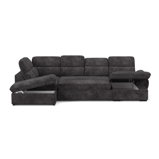 Sofá de canto esquerdo ZOOM com cama XL cor preto