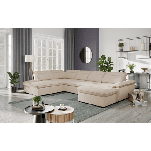 Sofá de canto esquerdo ZOOM com cama XL cor bege