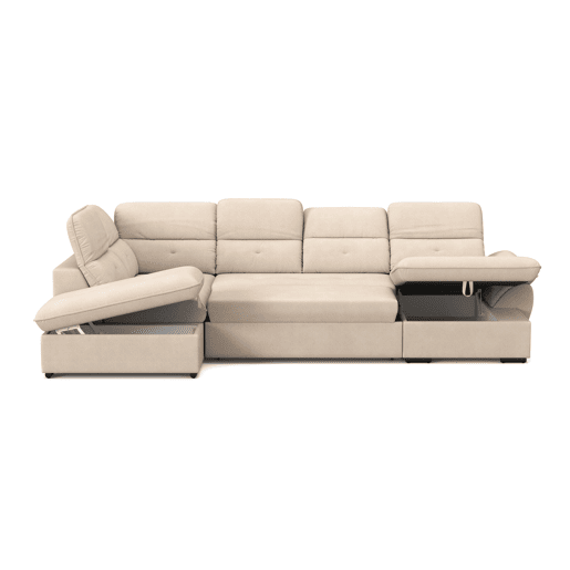 Sofá de canto esquerdo ZOOM com cama XL cor bege