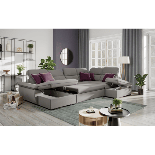 Sofá de canto esquerdo ZOOM com cama XL cor cinza claro Sofá de canto esquerdo ZOOM com cama XL cor cinza claro