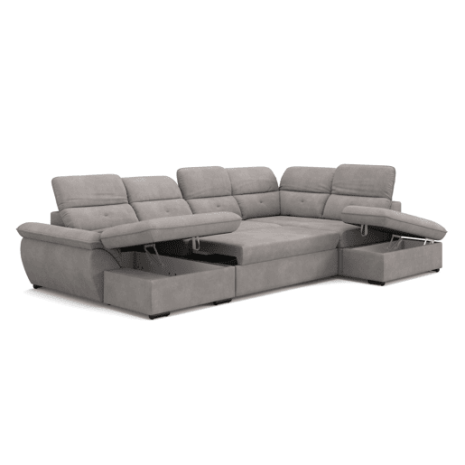Sofá de canto esquerdo ZOOM com cama XL cor cinza claro Sofá de canto esquerdo ZOOM com cama XL cor cinza claro