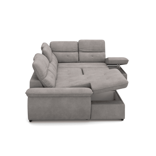 Sofá de canto esquerdo ZOOM com cama XL cor cinza claro Sofá de canto esquerdo ZOOM com cama XL cor cinza claro