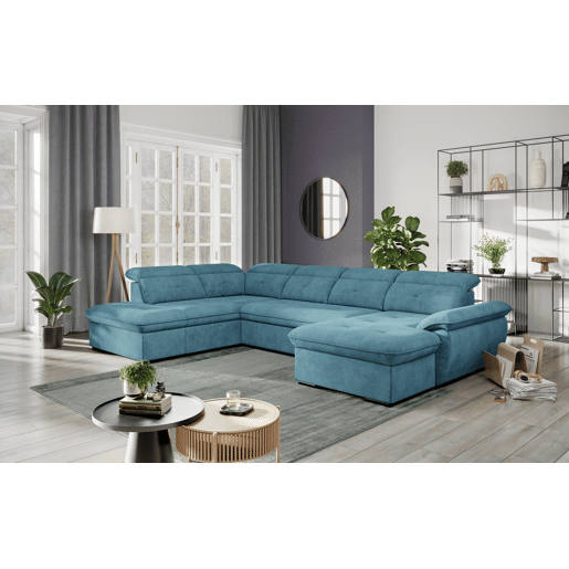 Sofá de canto esquerdo ZOOM com cama XL cor azul