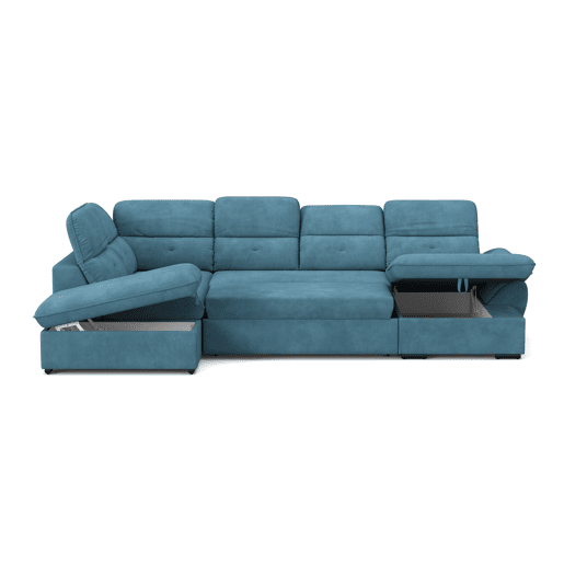 Sofá de canto esquerdo ZOOM com cama XL cor azul