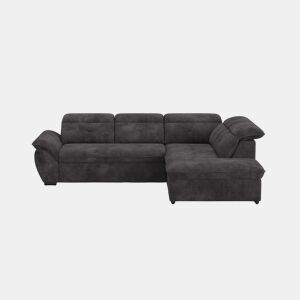 Sofá de canto direito ZOOM com cama L cor preto