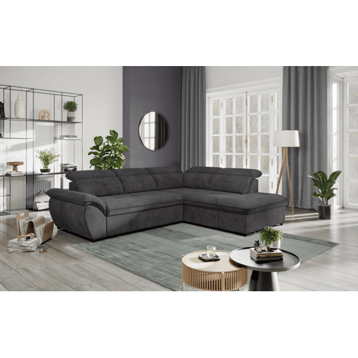 Sofá de canto direito ZOOM com cama L cor preto Sofá de canto direito ZOOM com cama L cor preto