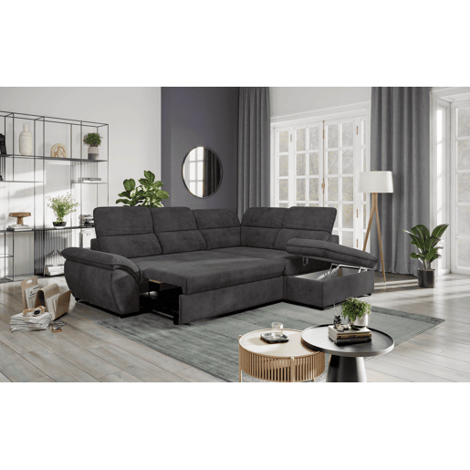 Sofá de canto direito ZOOM com cama L cor preto Sofá de canto direito ZOOM com cama L cor preto