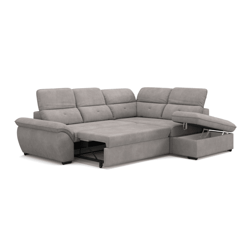 Sofá de canto direito ZOOM com cama L cor cinza claro Sofá de canto direito ZOOM com cama L cor cinza claro