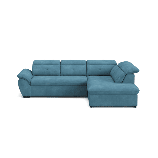 Sofá de canto direito ZOOM com cama L cor azul