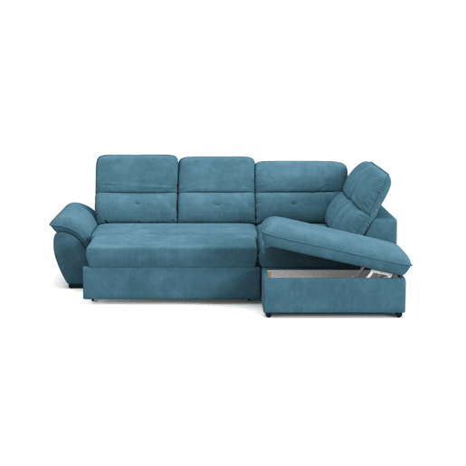Sofá de canto direito ZOOM com cama L cor azul