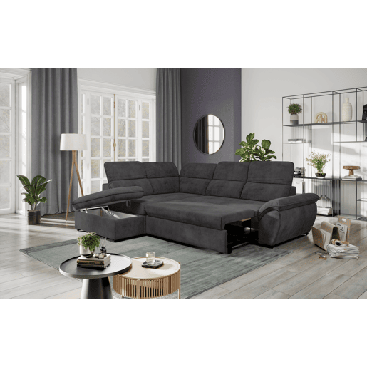 Sofá de canto esquerdo ZOOM com cama L cor preto Sofá de canto esquerdo ZOOM com cama L cor preto