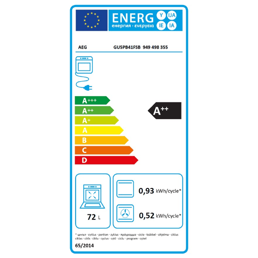 Forno elétrico AEG GU5PB41FSB pirolítico 72 litros