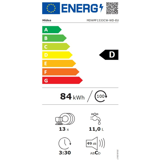Máquina lavar loiça MIDEA MDWPF1333CW WD 13 conjuntos