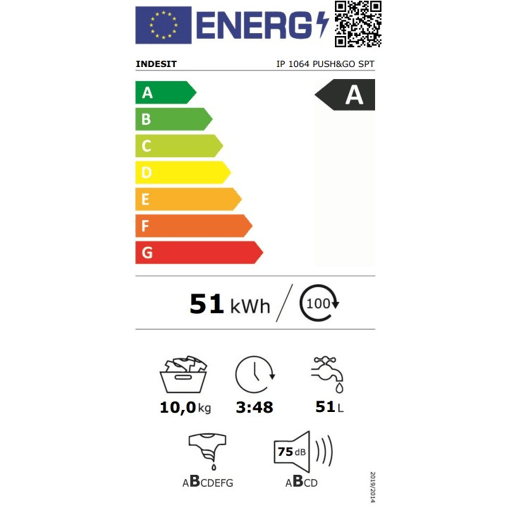 Máquina lavar roupa INDESIT IP 1064 PUSH & GO SPT 10kg 1400RPM