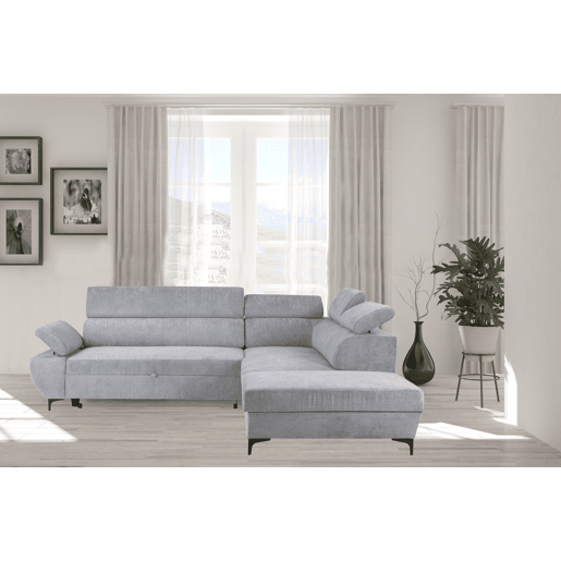 Sofá de canto direito MIKY cor cinzento claro