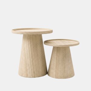 Conjunto de 2 mini mesas de apoio KILIAN cor madeira