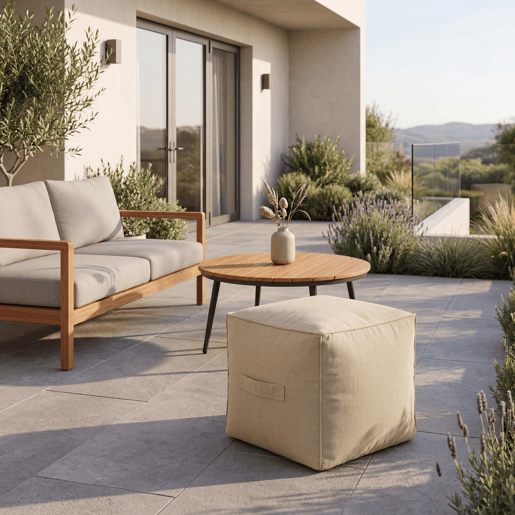 Puff para interior e exterior CUBO 50x50x40cm cor bege Puff para interior e exterior CUBO 50x50x40cm cor bege
