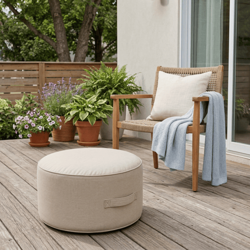 Puff para interior e exterior REDONDO 30x50x50cm cor bege