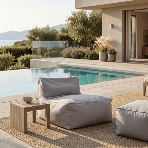 Puff para interior e exterior SOFA 67x70x110cm cor cinza
