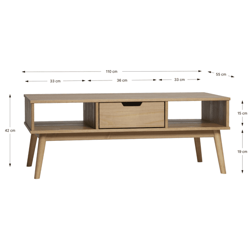 Mesa de centro com gaveta VITA carvalho