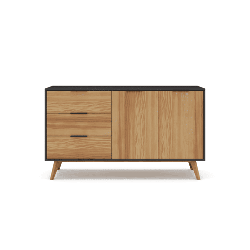Aparador LAVIS 140cm com 2 portas em carvalho e preto Aparador LAVIS 140cm com 2 portas em carvalho e preto