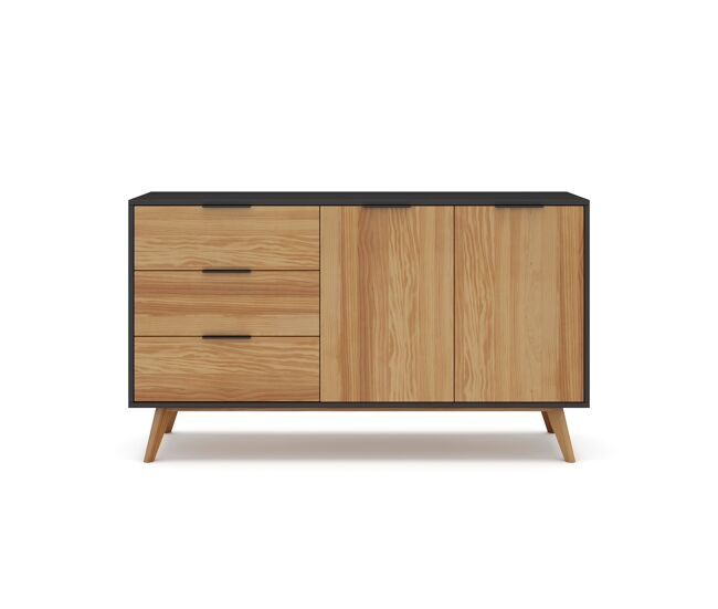 Aparador 140 cm 2 puertas roble y negro lavis