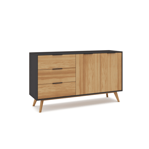 Aparador LAVIS 140cm com 2 portas em carvalho e preto Aparador LAVIS 140cm com 2 portas em carvalho e preto