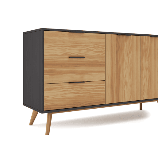 Aparador LAVIS 140cm com 2 portas em carvalho e preto Aparador LAVIS 140cm com 2 portas em carvalho e preto