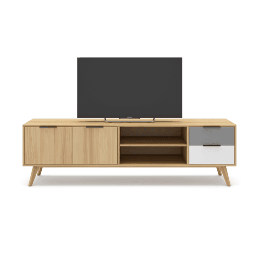 Móvel de TV DUENDA 180cm 2 portas e 2 gavetas carvalho