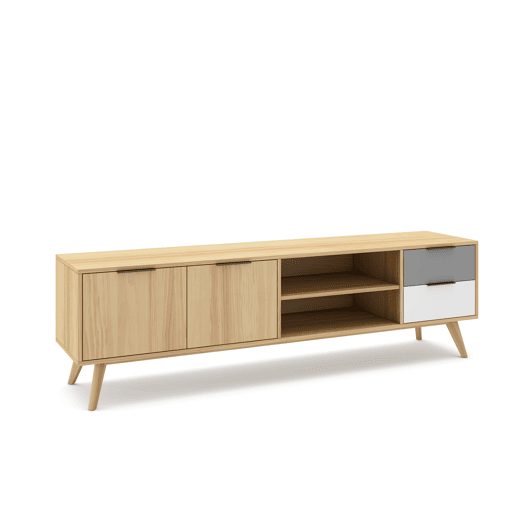 Móvel de TV DUENDA 180cm 2 portas e 2 gavetas carvalho