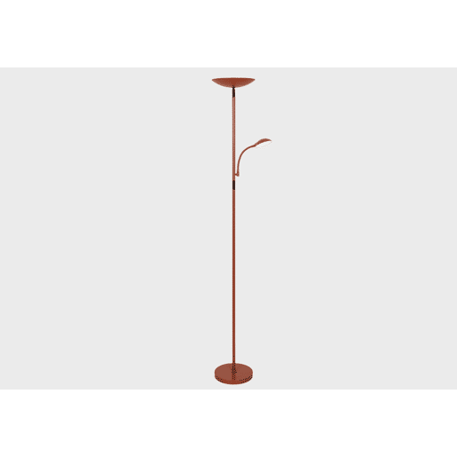 Candeeiro de pé KOS LED 2 luzes 18W + 5W 178x24x25cm terracota