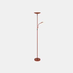 Candeeiro de pé KOS LED 2 luzes 18W + 5W 178x24x25cm terracota