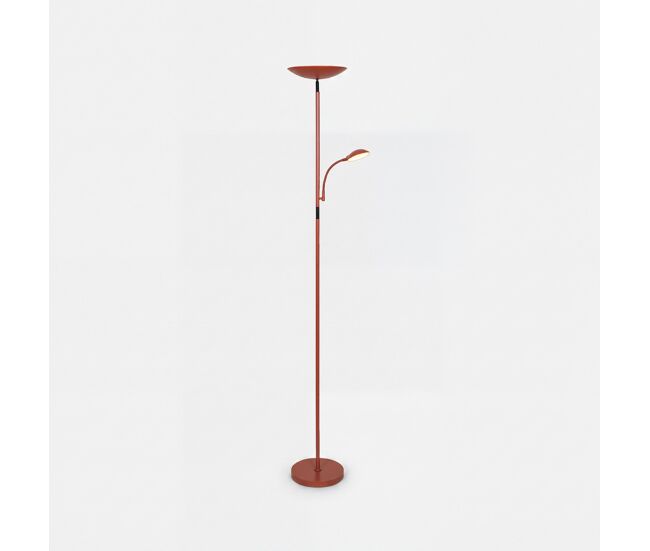 Lámpara pie kos led 2 luces 18w 5w 178x24x25cm terracota