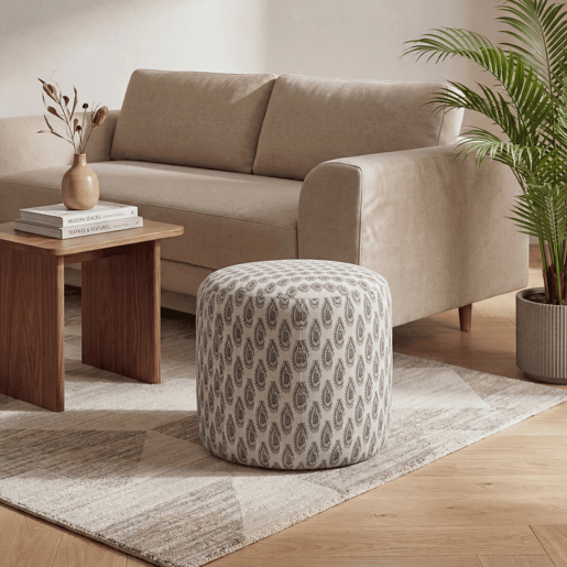 Puff JAIPUR em algodão 45x40x40cm cinza Puff JAIPUR em algodão 45x40x40cm cinza