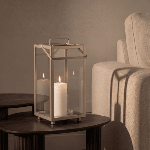 Lanterna de metal HAMPTONS 39x21cm cor areia