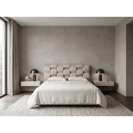Cabeceira ATELIER 160x70x12cm em pele de borrego bege
