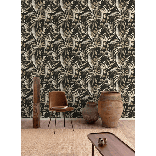 Papel de parede vinílico UTOPIA 0,53x10 metros preto