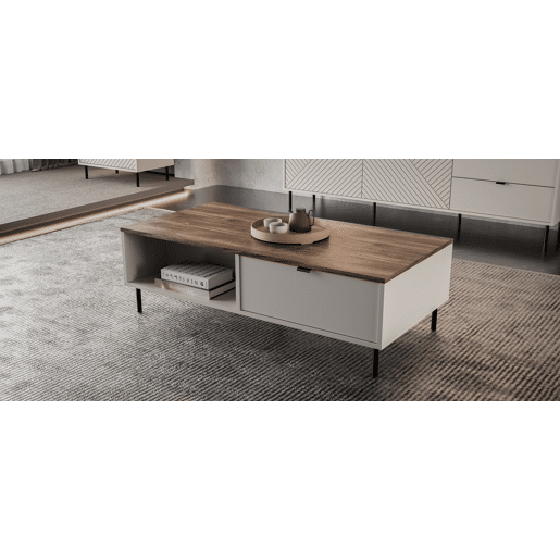Mesa de centro fixa MIRAGE caxemira e carvalho